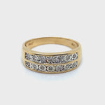 9CT YELLOW & WHITE GOLD THICKENED TOP DIAMOND DRESS RING VALUED @ $2499