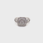 9CT WHITE GOLD SPLIT SHOULDER DIAMOND DRESS RING VALUED @ $3499