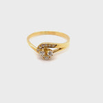 18CT YELLOW GOLD SPLIT SHOULDER WRAP AROUND DIAMOND RING VALUED @ $1699