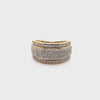 9CT YELLOW GOLD DIAMONDS SET IN THICKENED TOP DRESS RING VALUED @ $3499