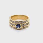 18CT YELLOW GOLD CEYLON SAPPHIRE & DIAMOND DRESS RING VALUED @ $5599