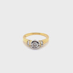 18CT YELLOW & WHITE GOLD THICKENED TOP DIAMOND DRESS RING VALUED @ $4799