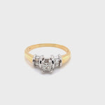 14CT YELLOW & WHITE GOLD THICKENED TOP STYLE DIAMOND DRESS RING VALUED @ $4499