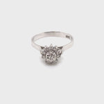 18CT WHITE GOLD DIAMOND CLUSTER DRESS RING VALUED @ $1799