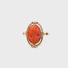 9CT ROSE GOLD CARVED PINK CORAL CAMEO RING VALUED @ $1499