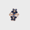 14CT ROSE GOLD SPLIT SHOULDER SAPPHIRE & DIAMOND DRESS RING VALUED @ $3299