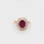 REDUCED! 14ct ROSE GOLD OVAL CUT 1.31ct RUBY & DIAMOND SET RING VALUED $4999