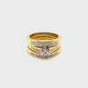 18CT YELLOW & WHITE GOLD JOINED THICKENED TOP BRIDAL SET VALUED @ $7599