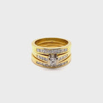 18CT YELLOW & WHITE GOLD JOINED THICKENED TOP BRIDAL SET VALUED @ $7599
