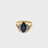 14CT YELLOW GOLD SPLIT SHOULDER SAPPHIRE DRESS RING VALUED @ $3299