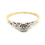 18ct YELLOW GOLD & PLATINUM DIAMOND SOLITAIRE RING VAL $1499