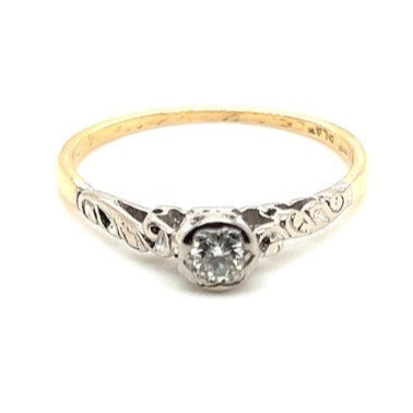 18ct YELLOW GOLD & PLATINUM DIAMOND SOLITAIRE RING VAL $1499