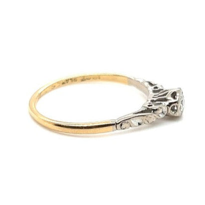 18ct YELLOW GOLD & PLATINUM DIAMOND SOLITAIRE RING VAL $1499