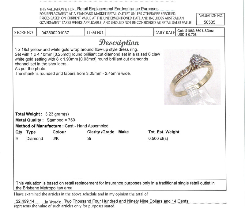 18ct YELLOW GOLD DIAMOND SET DRESS RING TDW 0.5cts VAL $2499