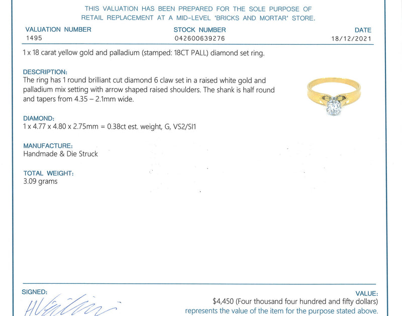 18ct YELLOW GOLD DIAMOND SET RING TDW 0.38cts VAL $4450