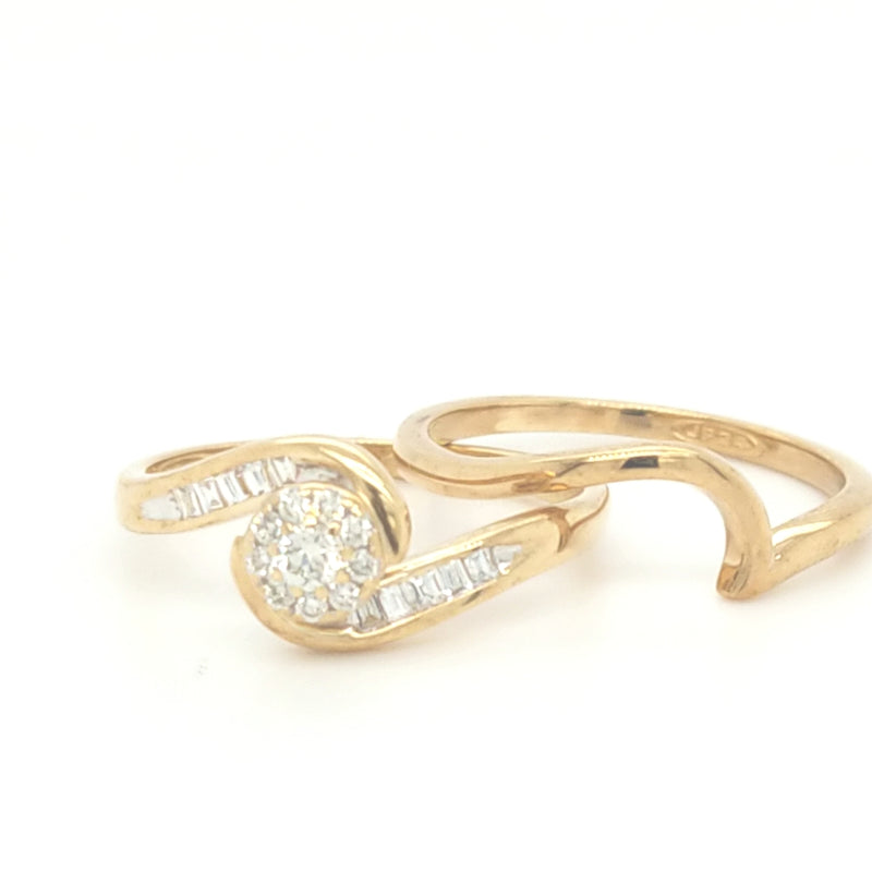 9ct YELLOW GOLD DIAMOND BRIDAL SET TDW 0.30cts VAL $1599