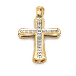 9CT YELLOW GOLD DIAMOND CROSS PENDANT TW 0.9g