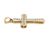 9CT YELLOW GOLD DIAMOND CROSS PENDANT TW 0.9g